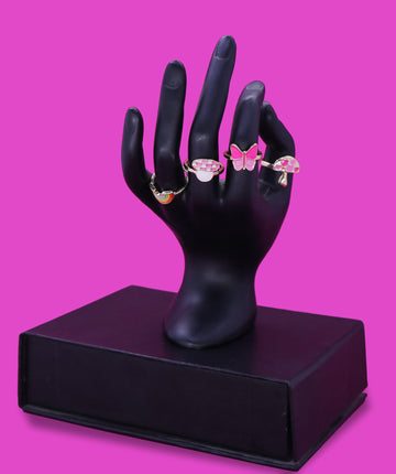 Butterfly Rainbow Enamel Ring Set